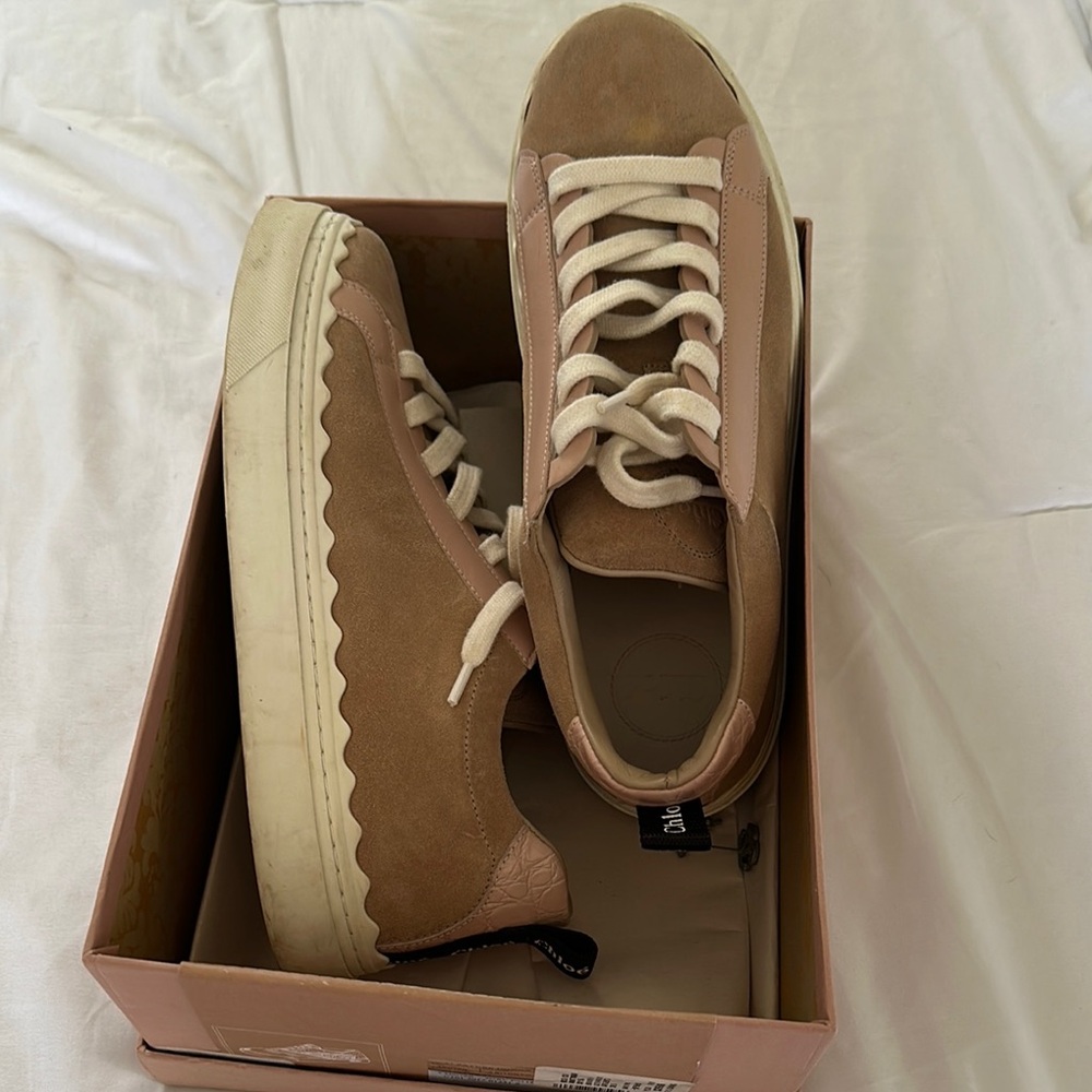 Chloe Tan and Cream Women's Sneakers Perfet condition